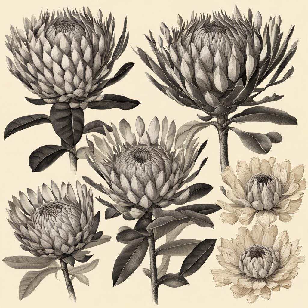 Protea Ink Drawings Too