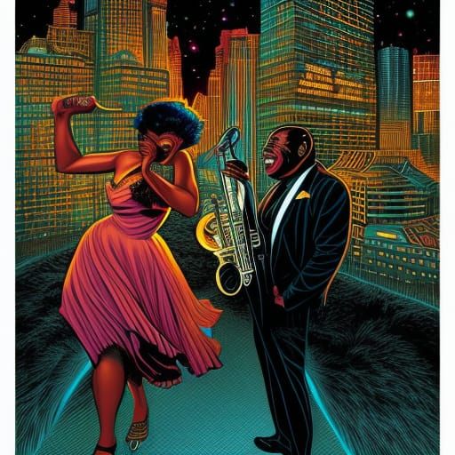 Ella Fitzgerald and Louis Armstrong in Comic Book Art