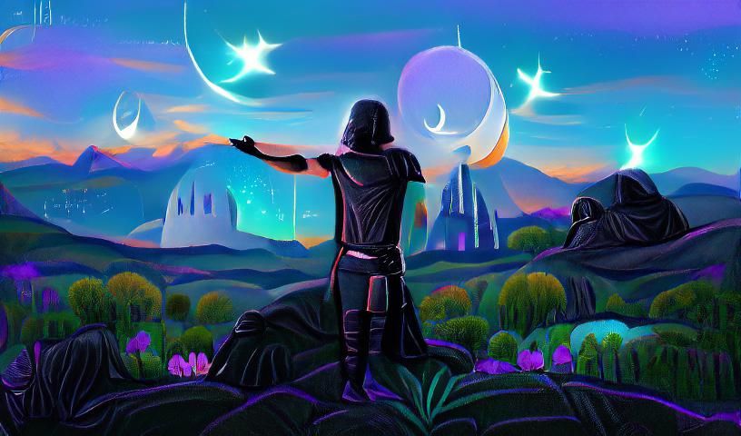 Penitent Kylo Ren Silhouette with Two Moons