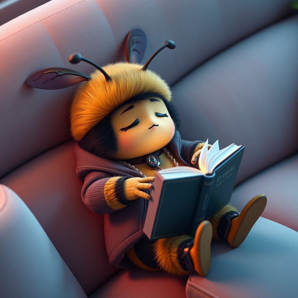 Bumblebee's Nap: 3D Anime Art Inspired by Genshin Impact