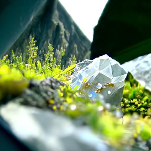 Iridescent Crystals Erupt from Mountain Face in Hyperreal 8K