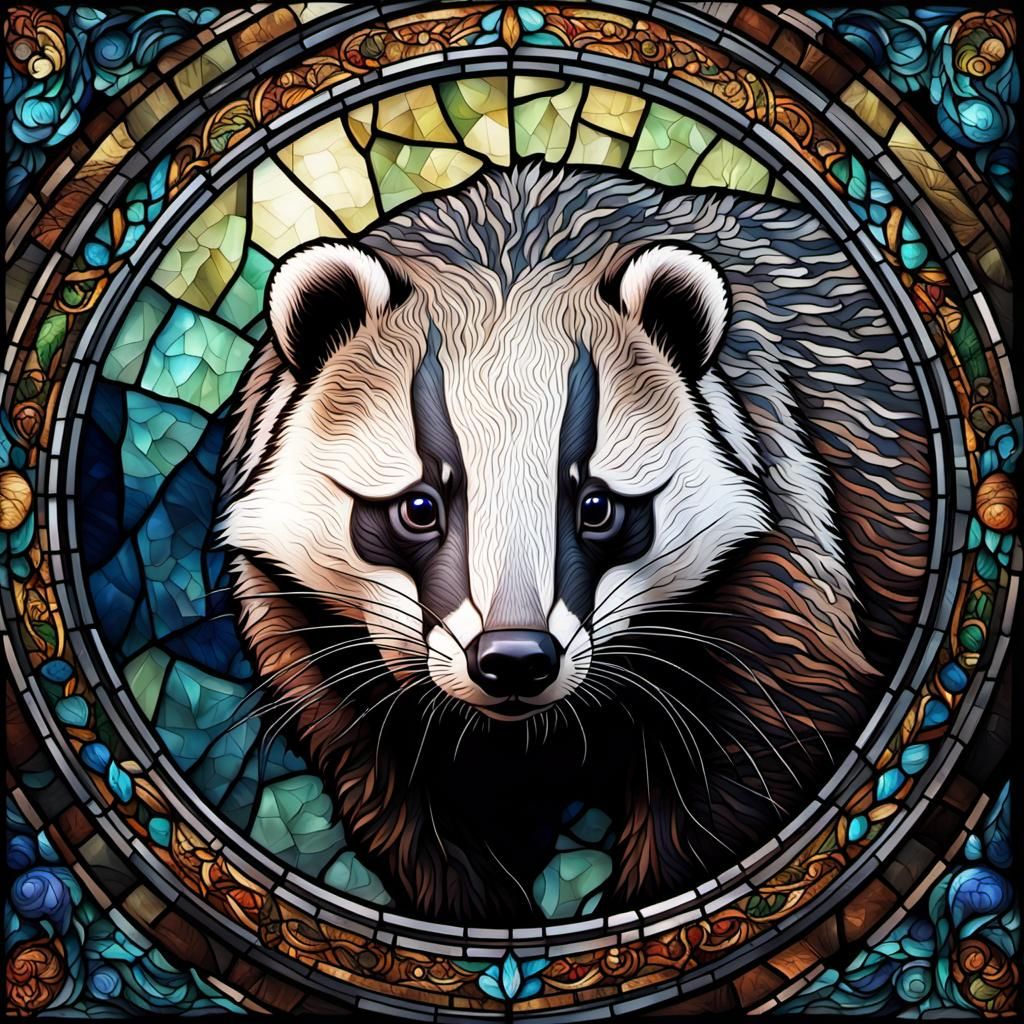 Stained Glass Badger: Detailed Digital Matte Painting