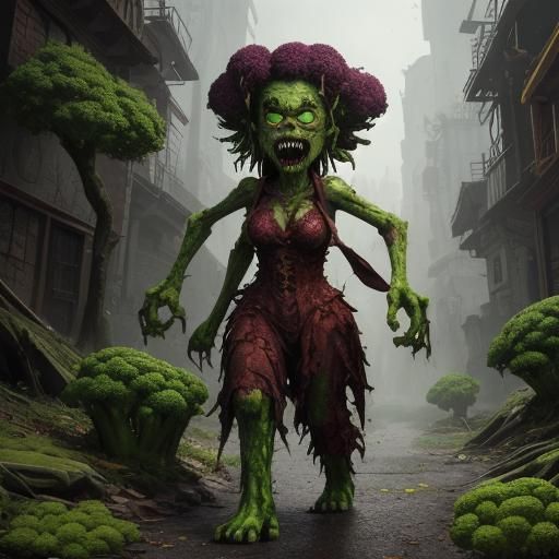 Zombie Broccoli Horde in Claymation Art