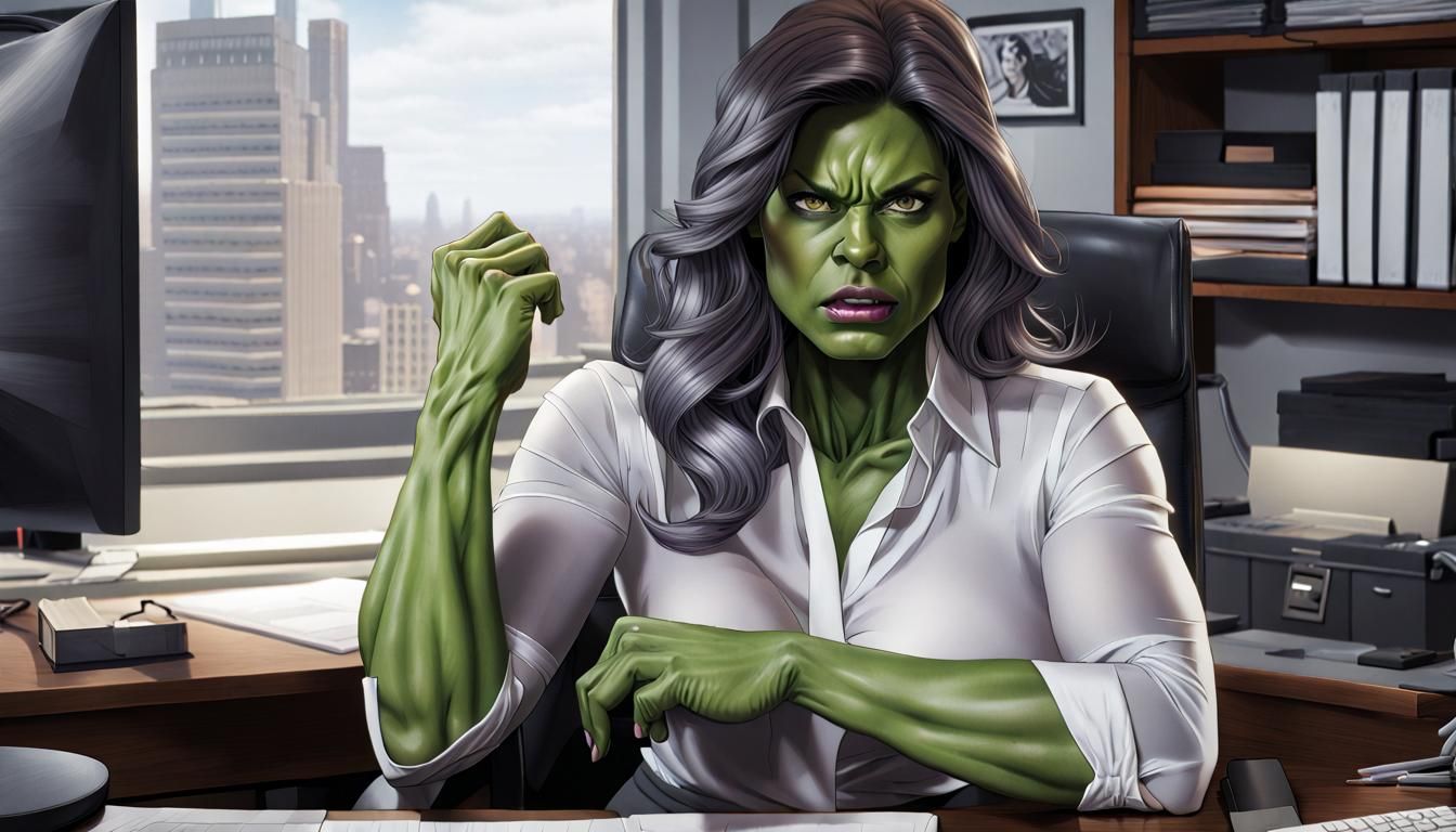 She-Hulk Transformation in Hyperrealistic Style