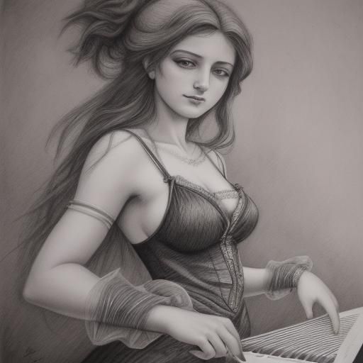 Hyperdetailed Charcoal Drawing of Dancing Women