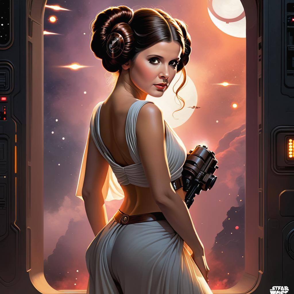 Stylized Digital Art of Princess Leia