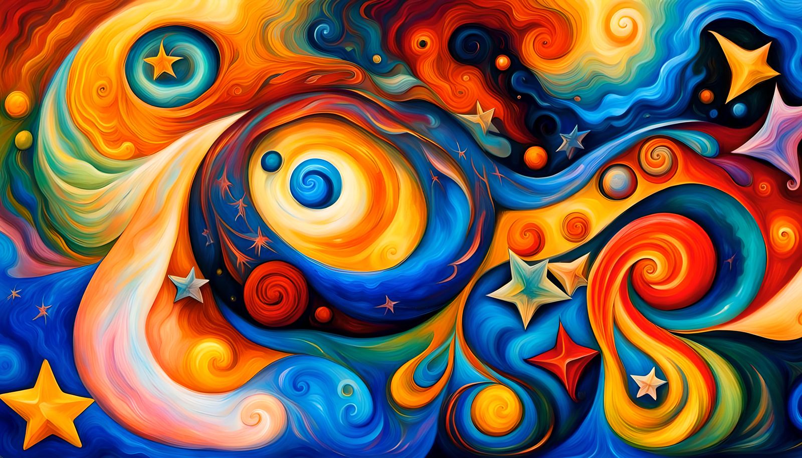 Cosmic Star Cluster in Impasto Oil Painting Style