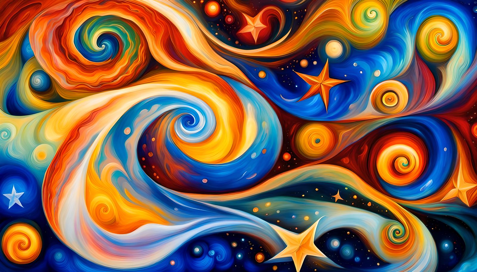 Vivid Cosmic Star Cluster in Impasto Oil Style