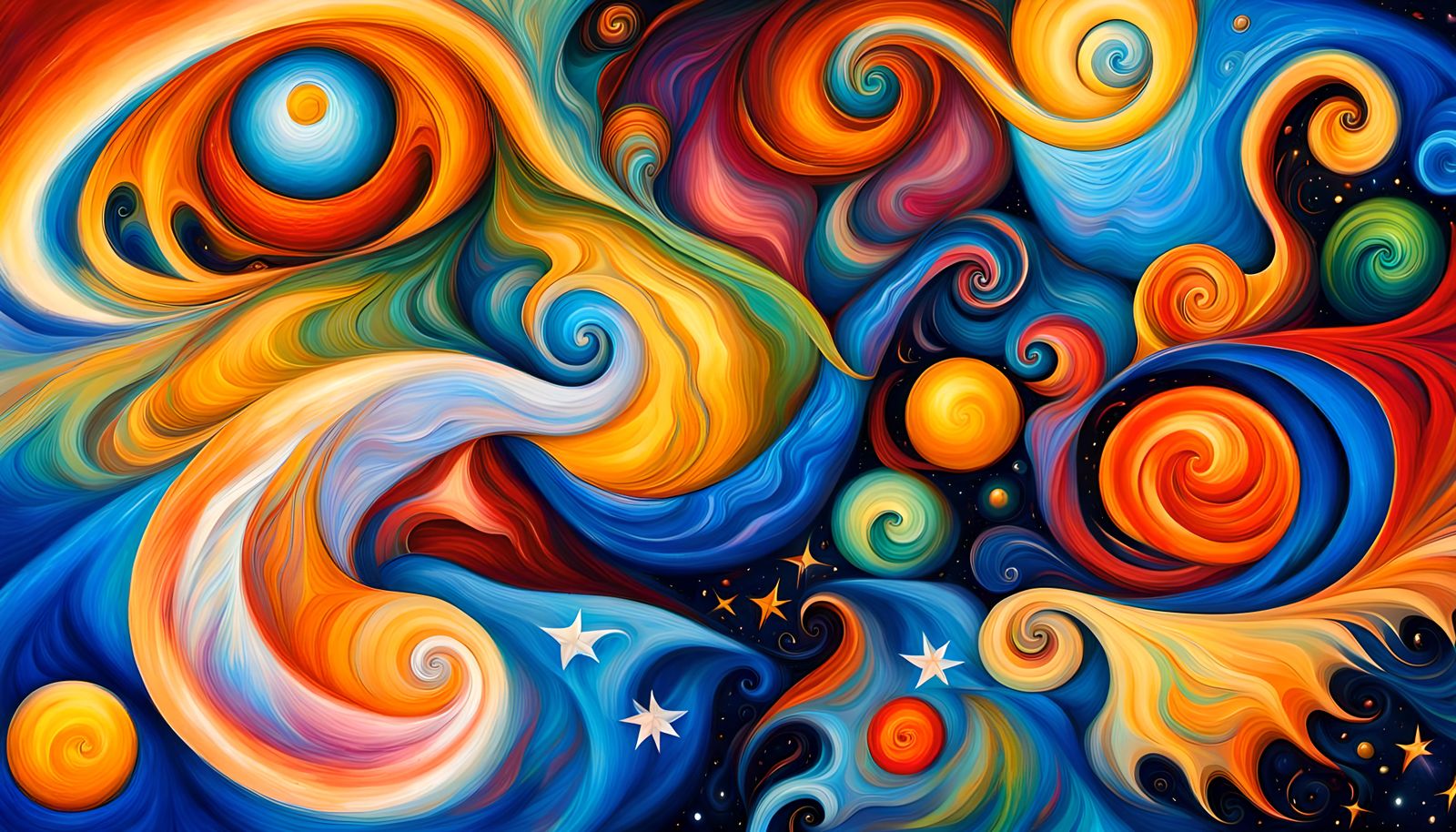 Iridescent Stars Dancing in Cosmic Maelstrom