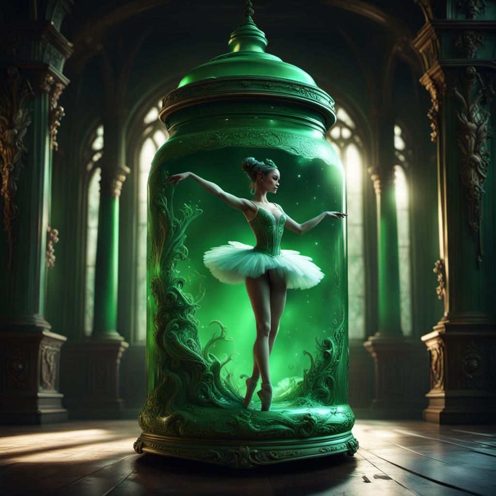 Bottled green ballerina fairy