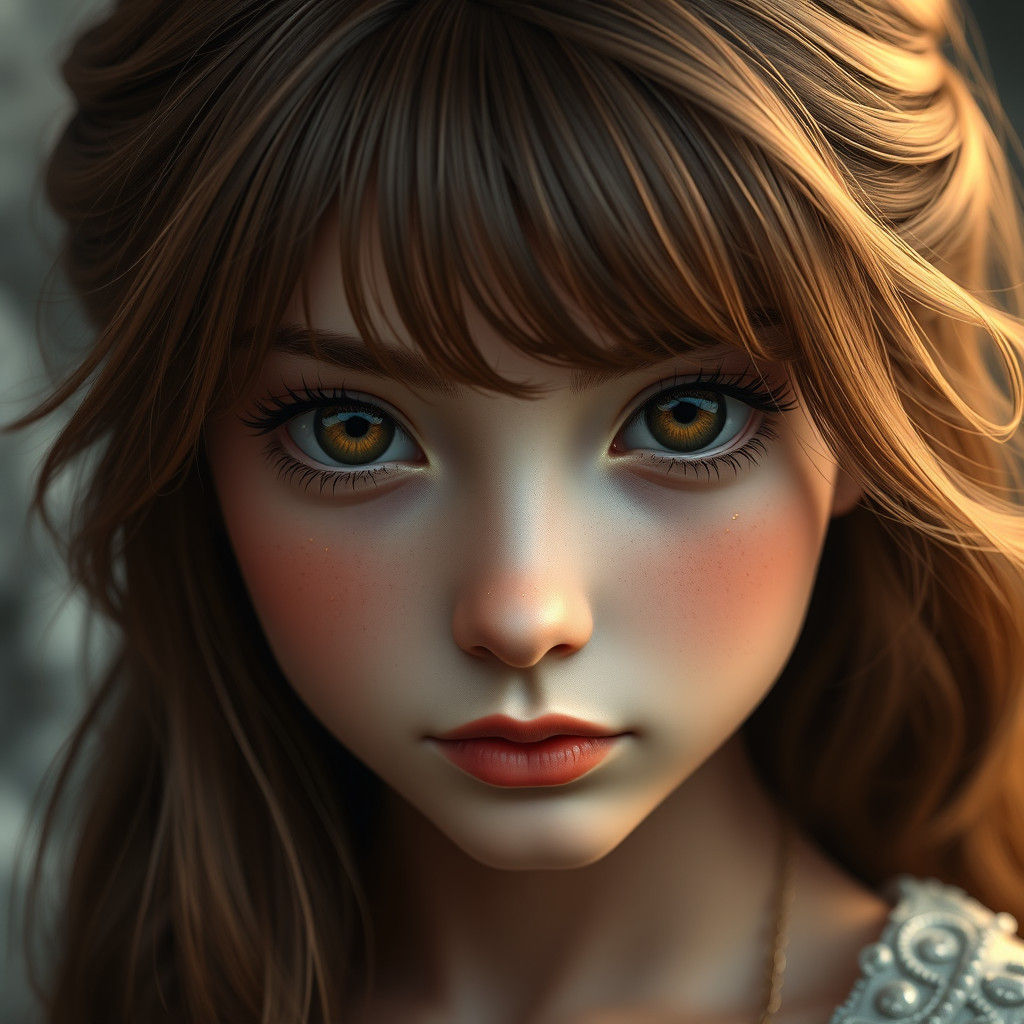 Fantasy Girl with Freckles: Detailed Matte Painting