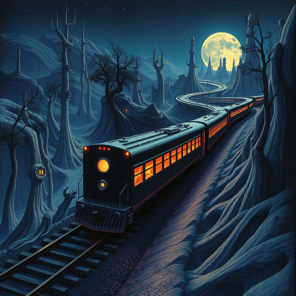Night Train Through a Surreal Dreamscape