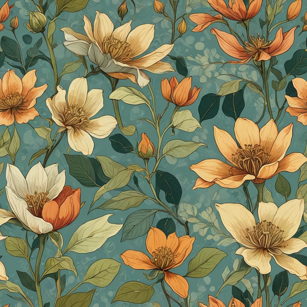 Abstract Flower Detail Studies in Complementary Colors