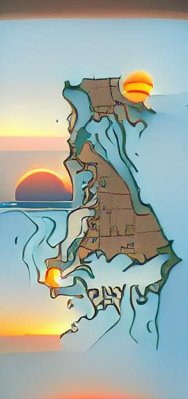 Picturesque Sunset Over Calm Bay Landscape
