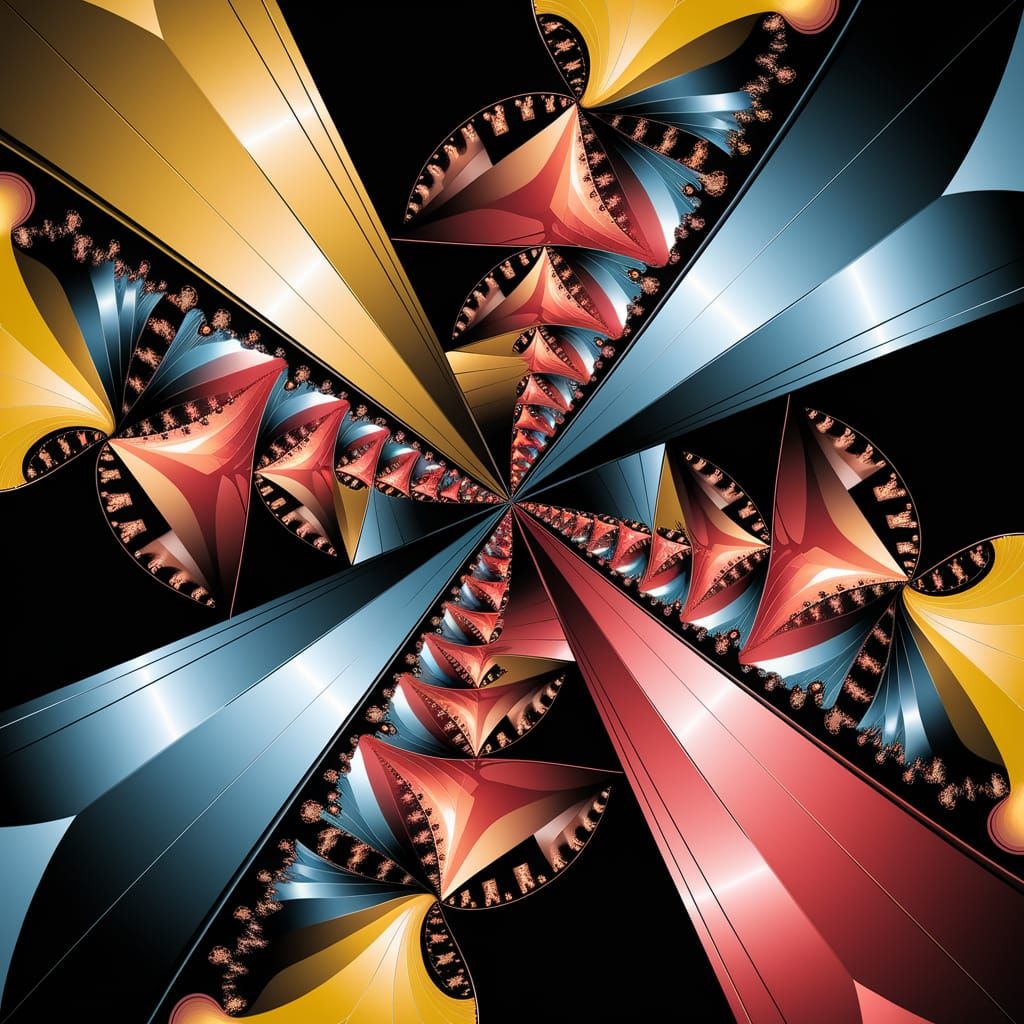 Abstract Cubist Fractal in Metallic Tones