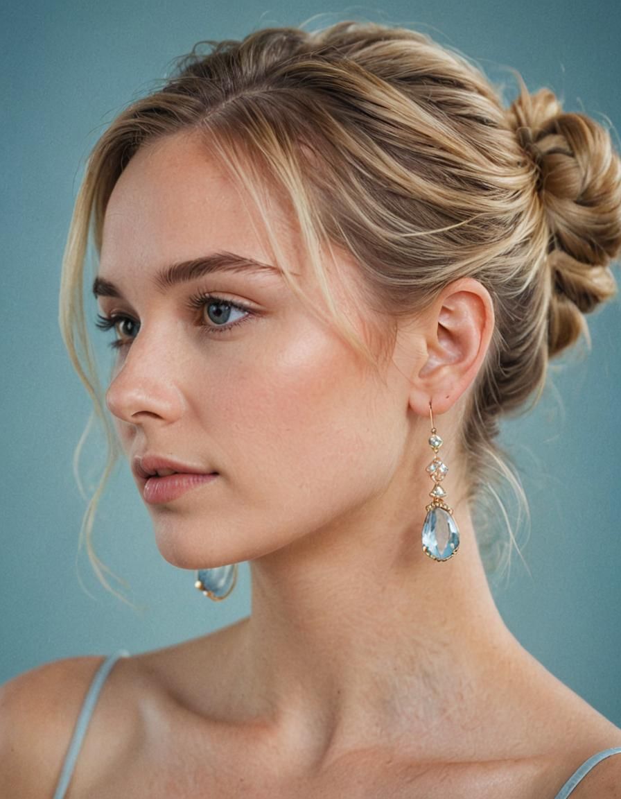 Portrait of Woman with Blond Hair in Bun