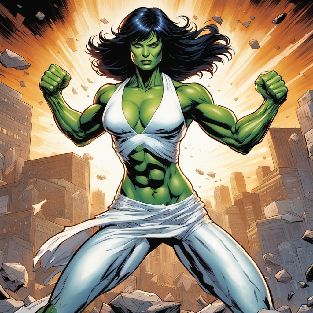 She-Hulk Muscle Pose in Comic Book Art
