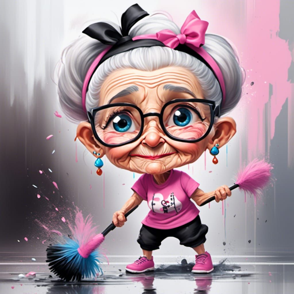 crazy old cleaning lady