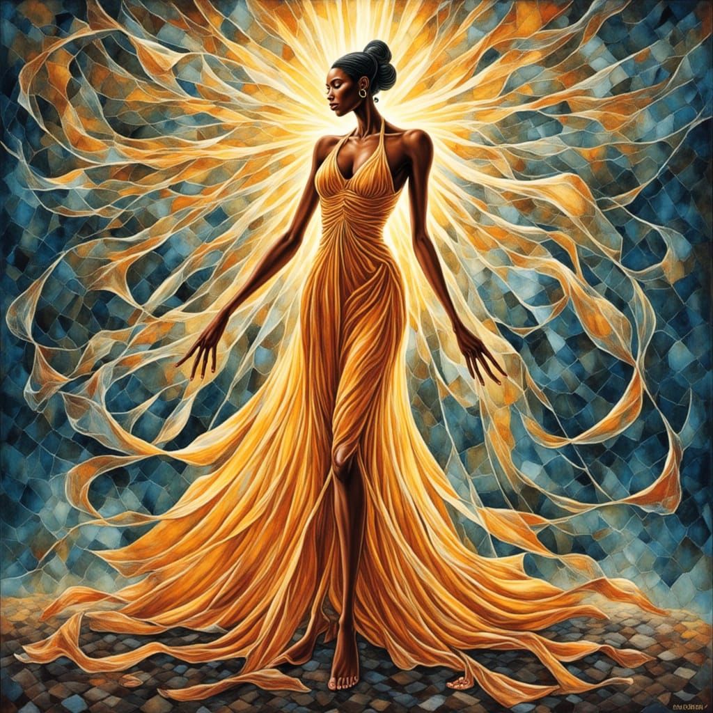 Divine Feminine Dissolving into Luminous Light Streams