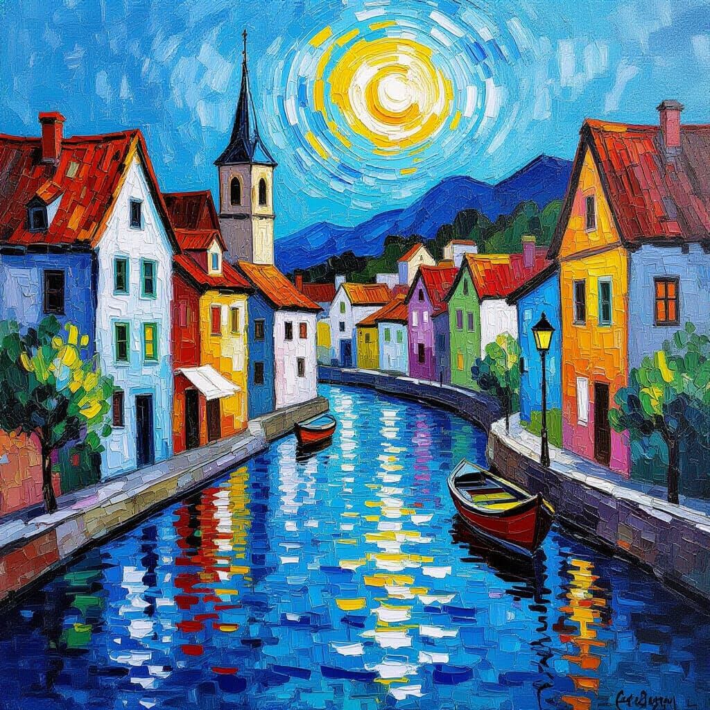 Water Buildings in Neo-Impressionist Style