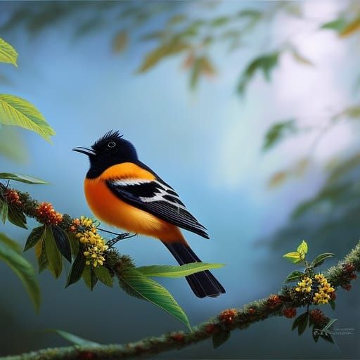 Orioles Singing Portrait in Digital Painting Style