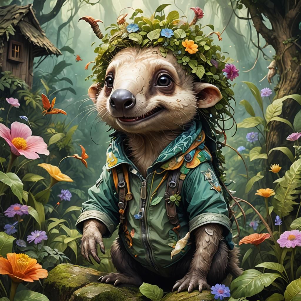 Adorable Chibi Anteater Portrait in Detailed Digital Style