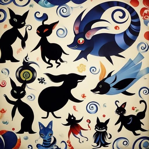 Surreal Shadow Creatures with Swirly Shells