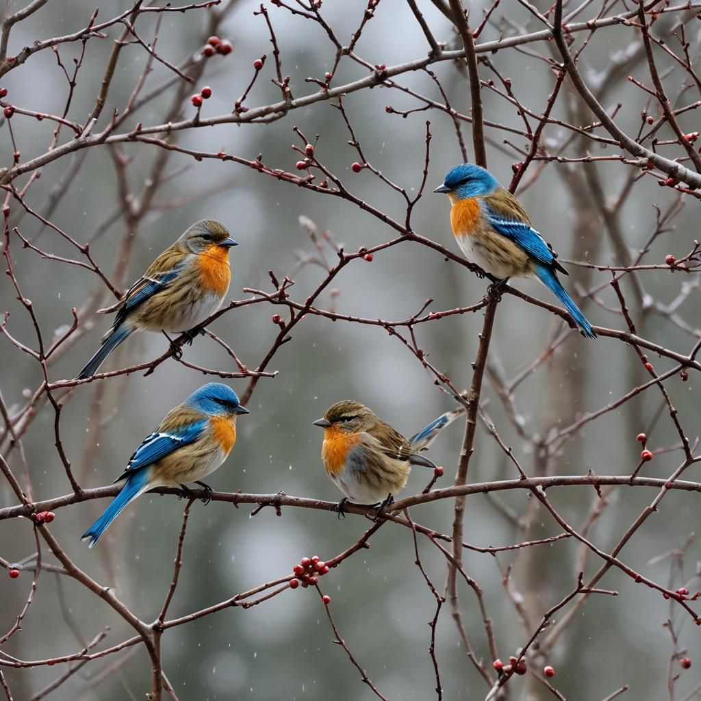 Birds Perched: A Serene Winter Scene