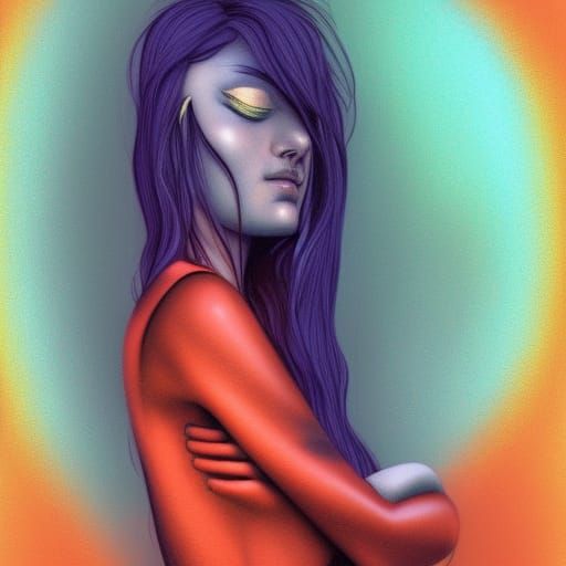 Sad Girl Crying: Expressionistic Digital Art