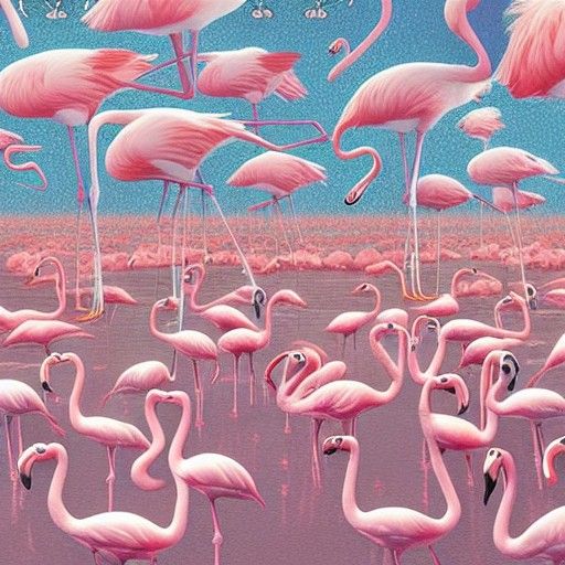 Flamingos on Chilean Salt Flat: Hyperdetailed Matte Photo