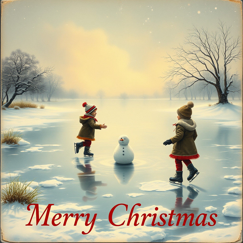 Serenity of Winter Wonderland as Impasto Painting