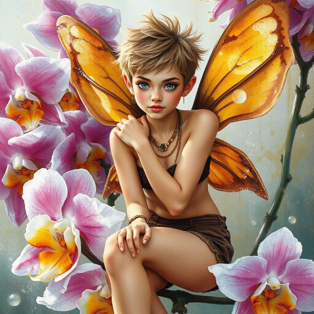 Pixie in Orchid Blossom: Graffiti Art Style