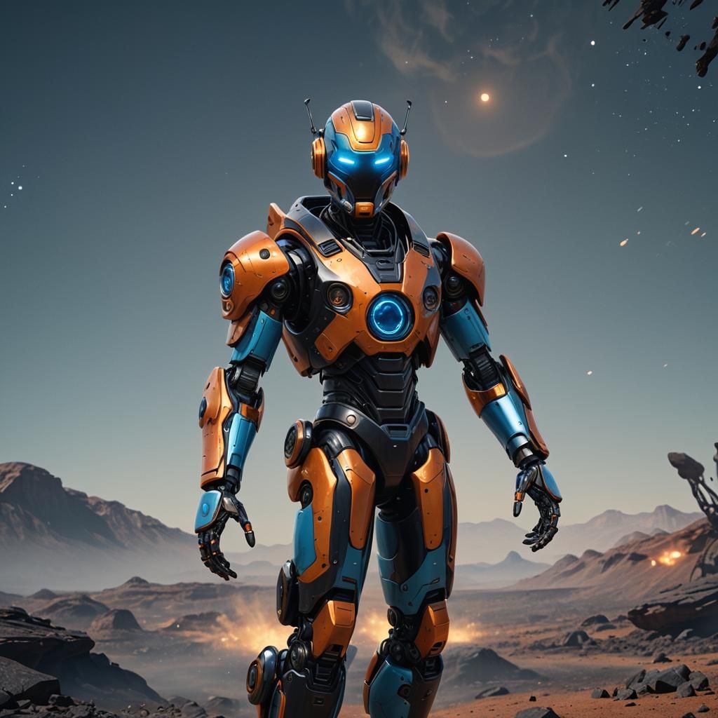 Retro Robot Space Ranger in Aluminum Suit