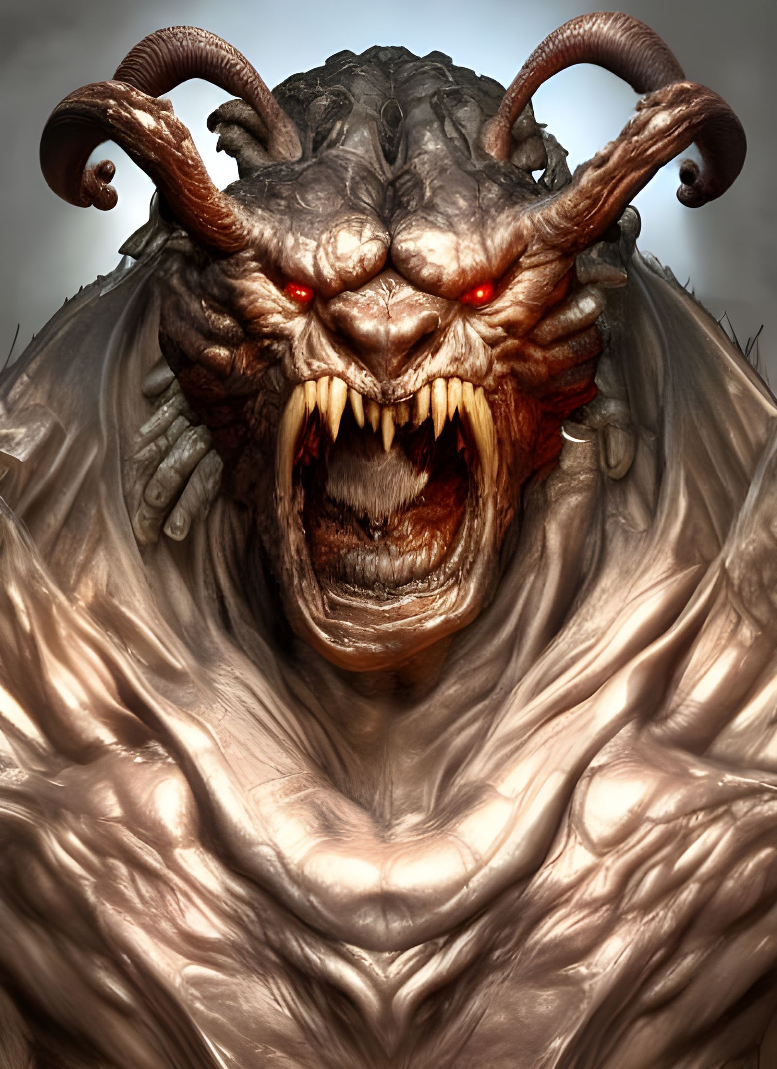 Detailed 3D Portrait of a Roaring Balrog