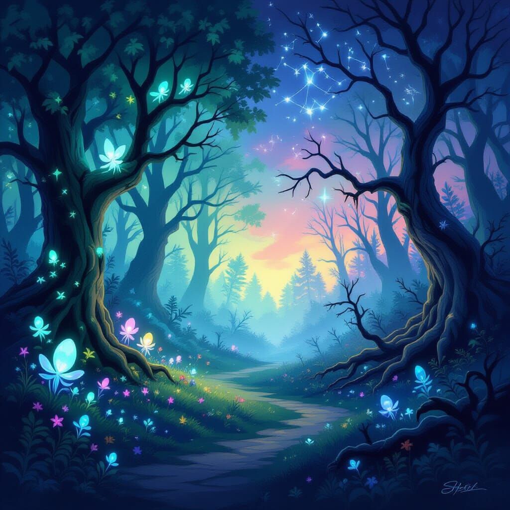 Enchanted Forest Divided: Bioluminescence and Decay