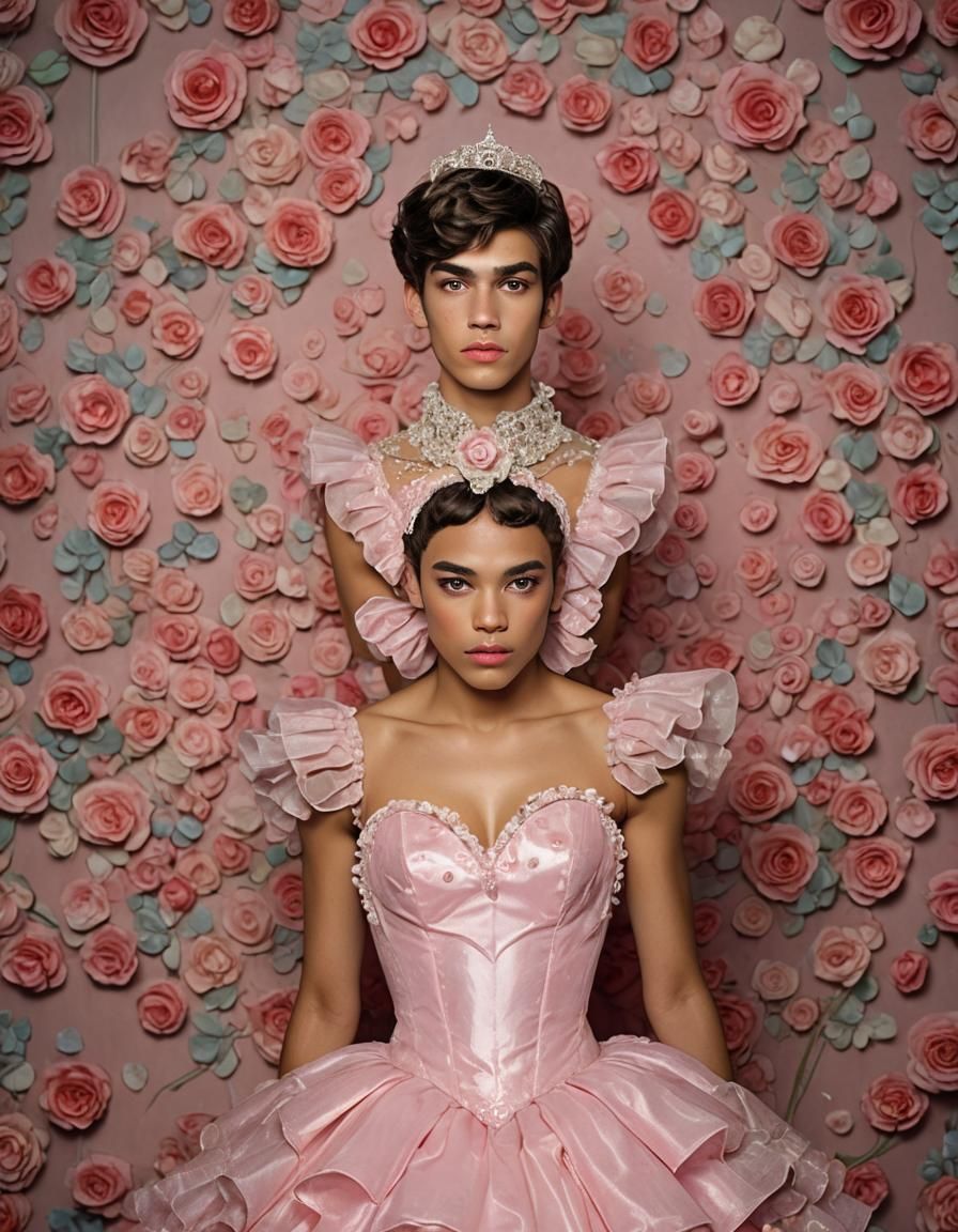 Muscular Boy in Princess Dress Portrait