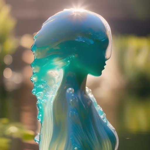 Water Elemental Girl: Hyperdetailed Digital Art