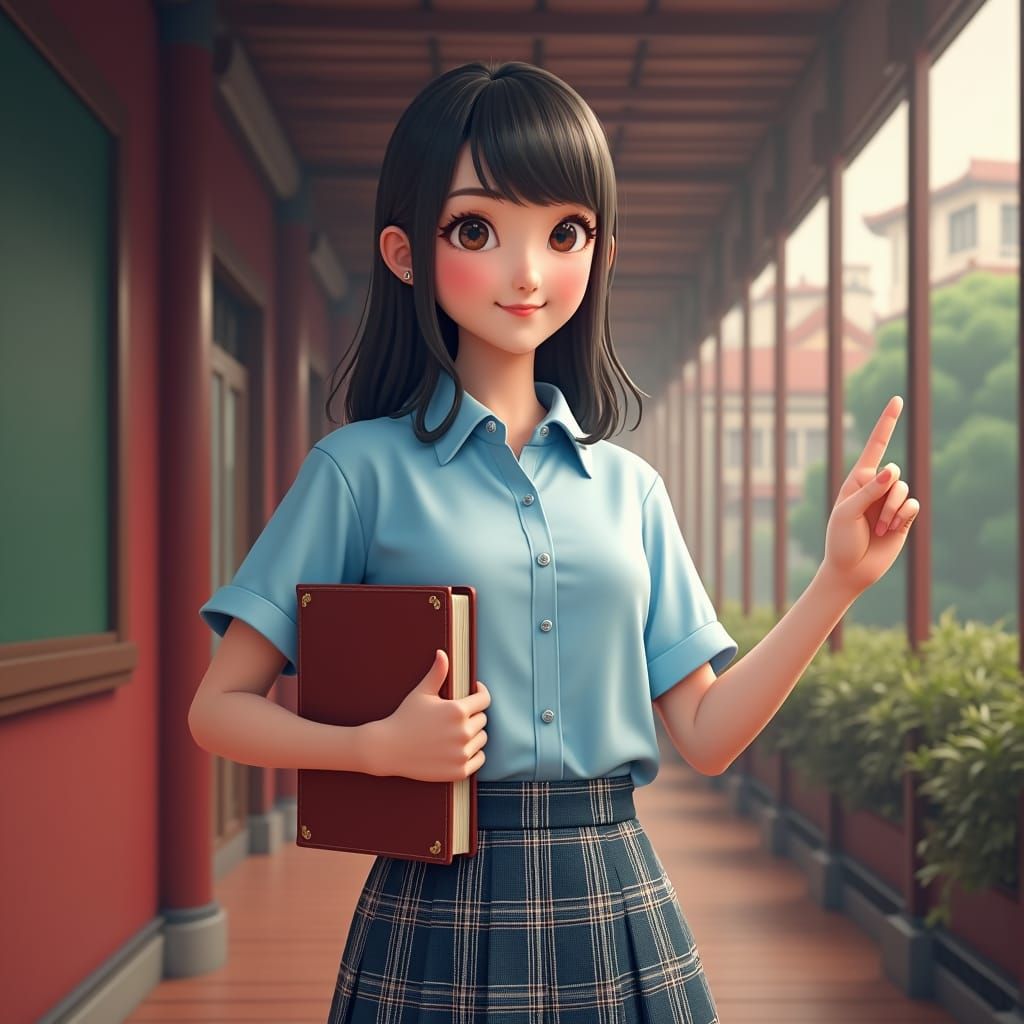 Chinese Student Portrait in C4D Style