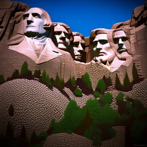 Mount Rushmore Presidents Eating Salad, Hyperrealistic Digit...