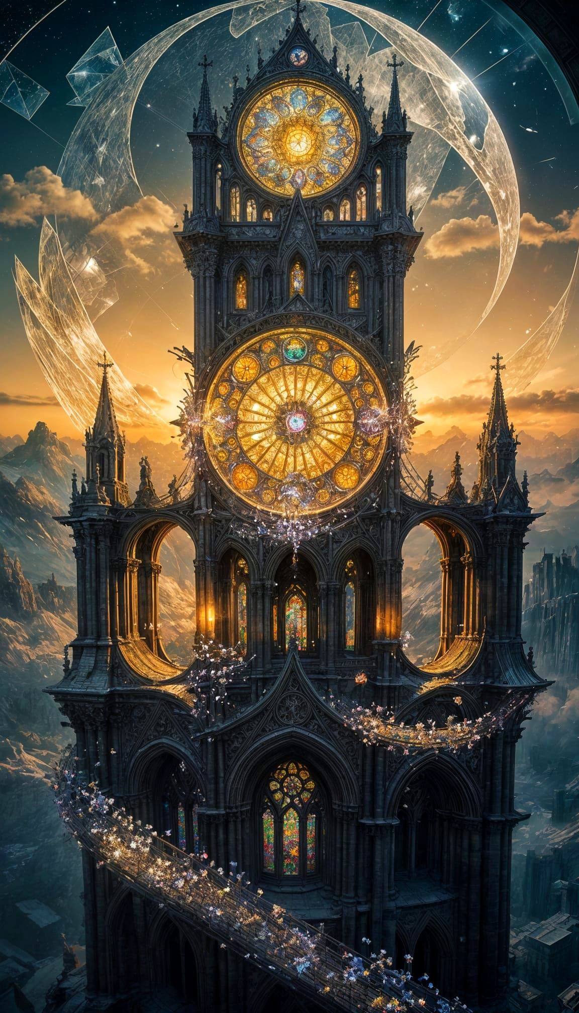 Crystal Cathedral in Moonlight: A Surreal Masterpiece