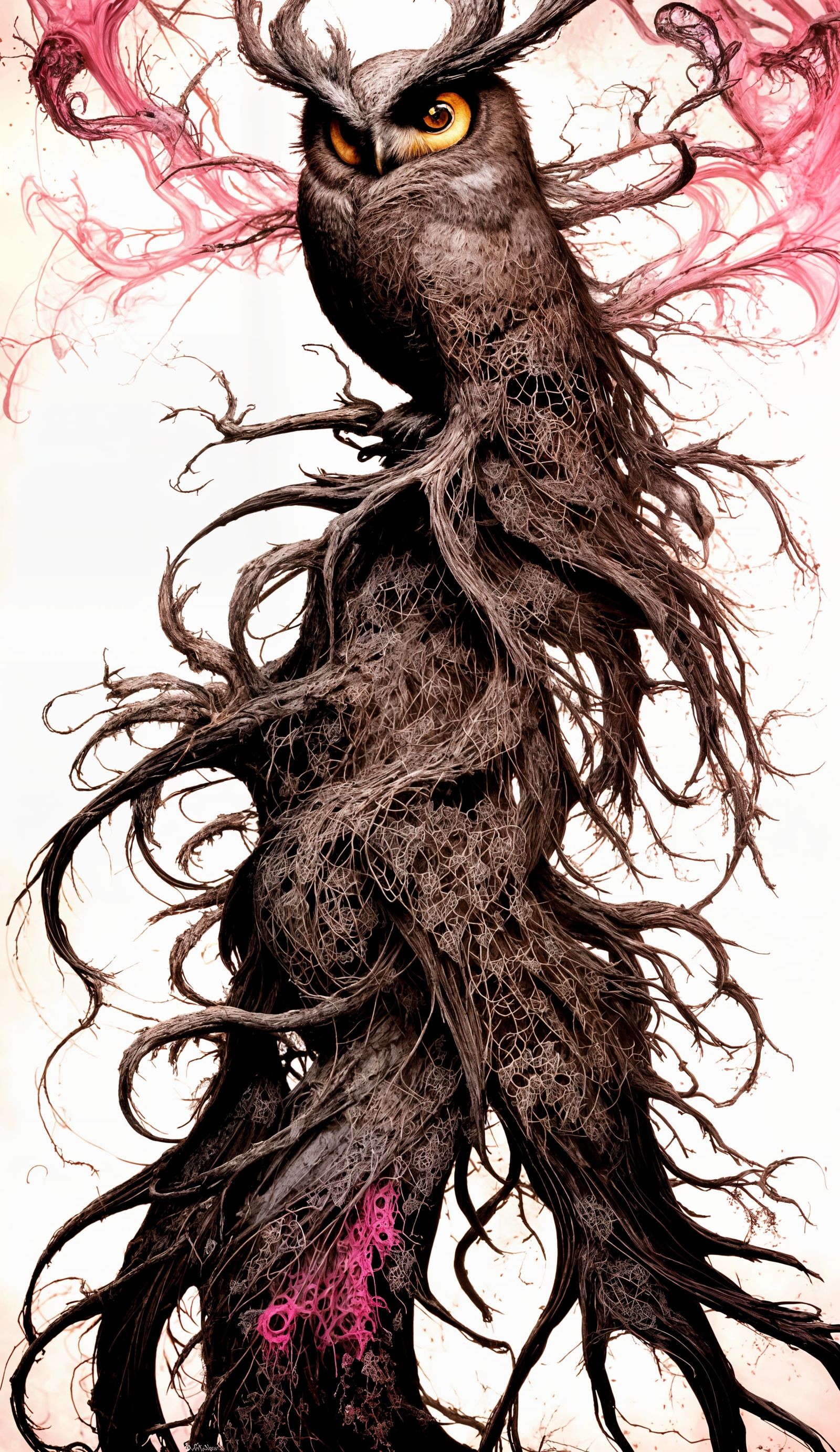 Macabre Owl Lord in Pink and Black