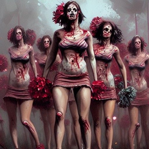 Spiteful Zombie Cheerleaders in Dark Fantasy Style