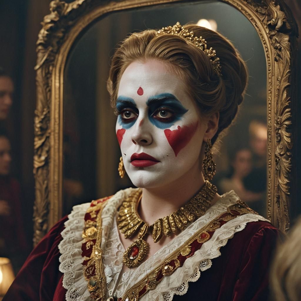 Adele as Sad Clown in Old Hollywood Style