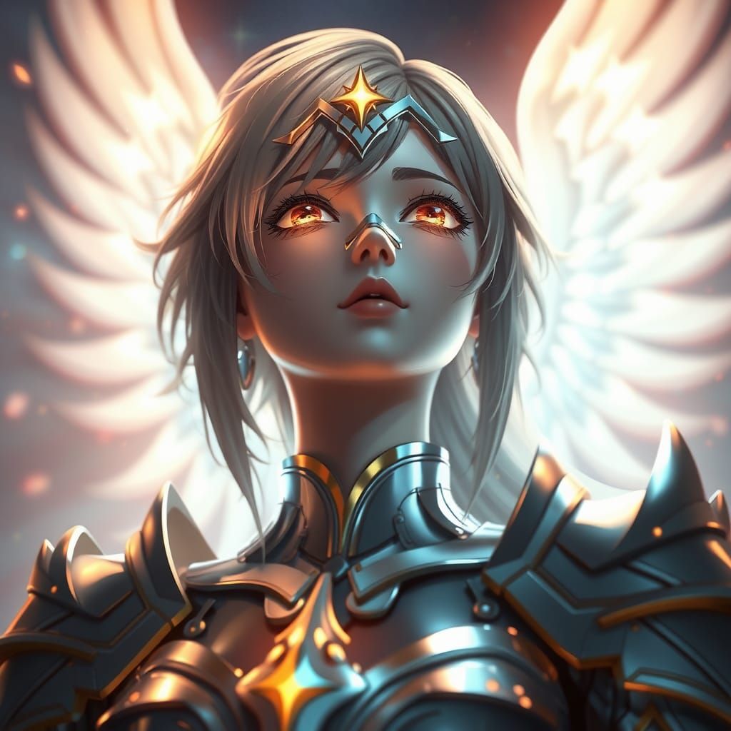 Radiant Female Warrior in Anime Style