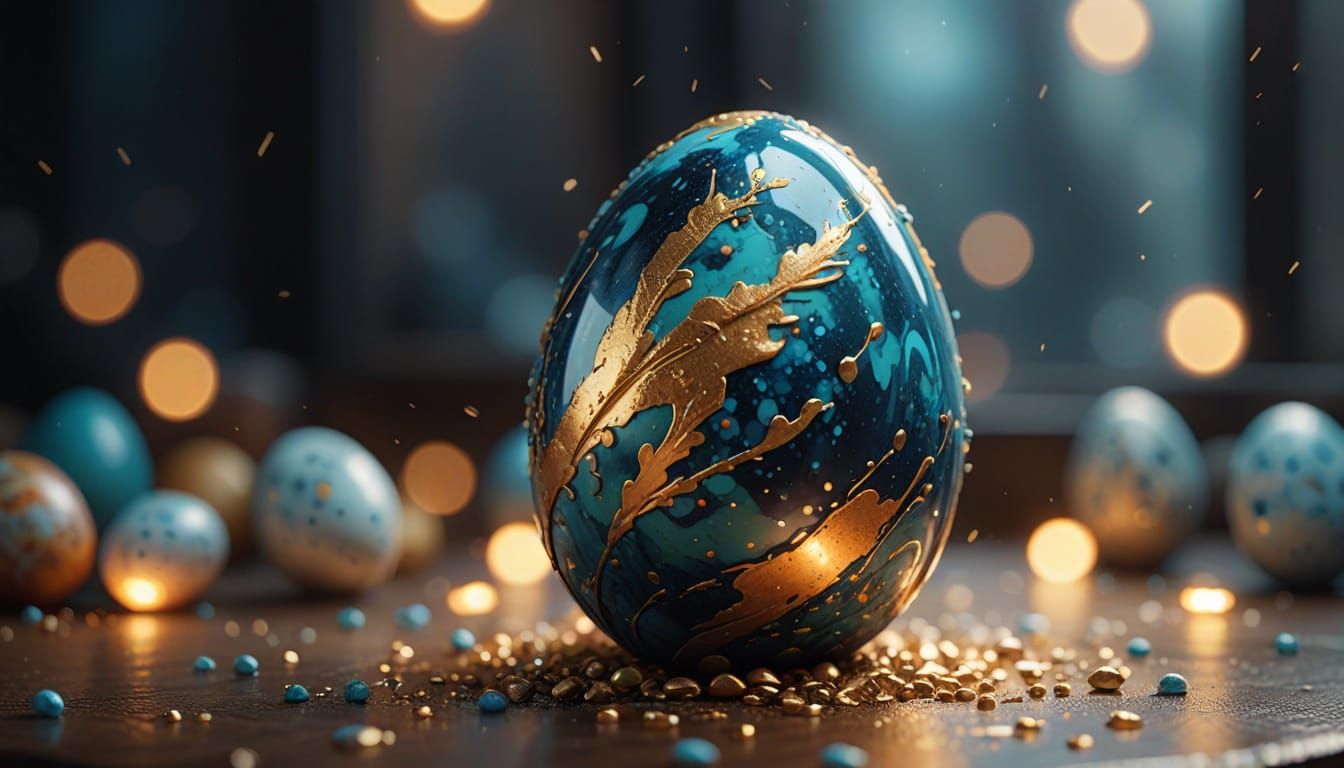 Miniature Galaxy Easter Egg in Vibrant Splatters