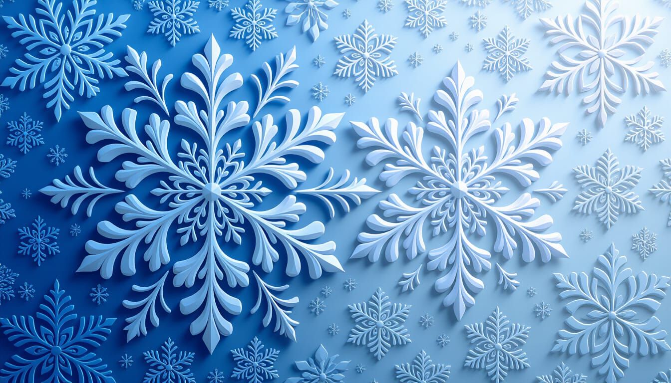 Art Nouveau Snowflakes with Geometric Patterns