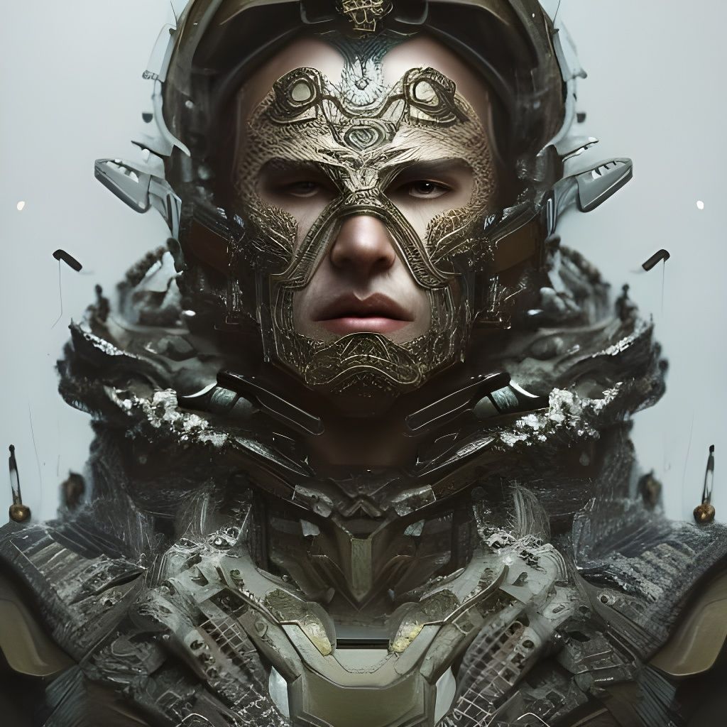 Fierce Military Commander in Ornate Camo Armour