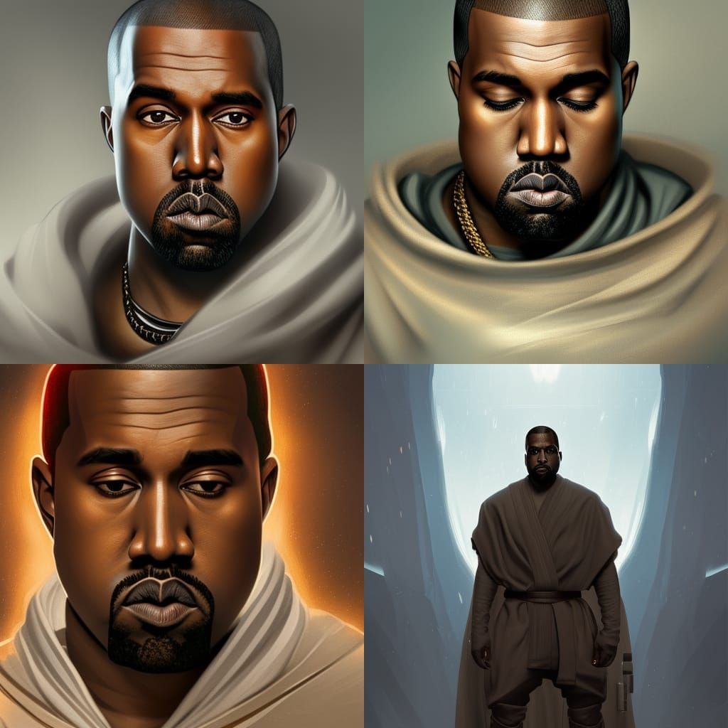 Kanye West as Jedi: Hyperdetailed 8K Portrait