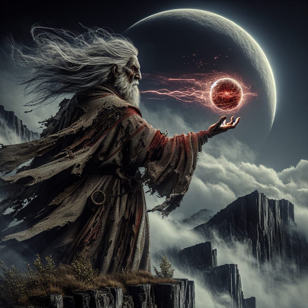 Powerful Witch with Crimson Orb in 8K