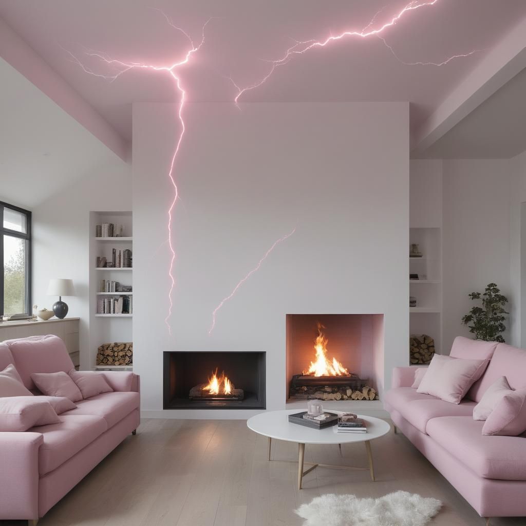 Pink Lightning Strikes Fireplace with Loving Energy